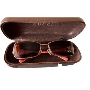 Vintage Gucci Italy Ladies GG 2812 56[]15 8-5 Brown Bronze Mint Cond Rhinestone